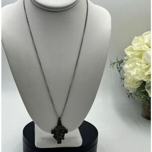 MSCO Vintage Sterling Silver‎ JesusChrist Crucifix Cross PendantNecklace Chain